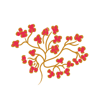 A branch with pink flowers in a jungle.